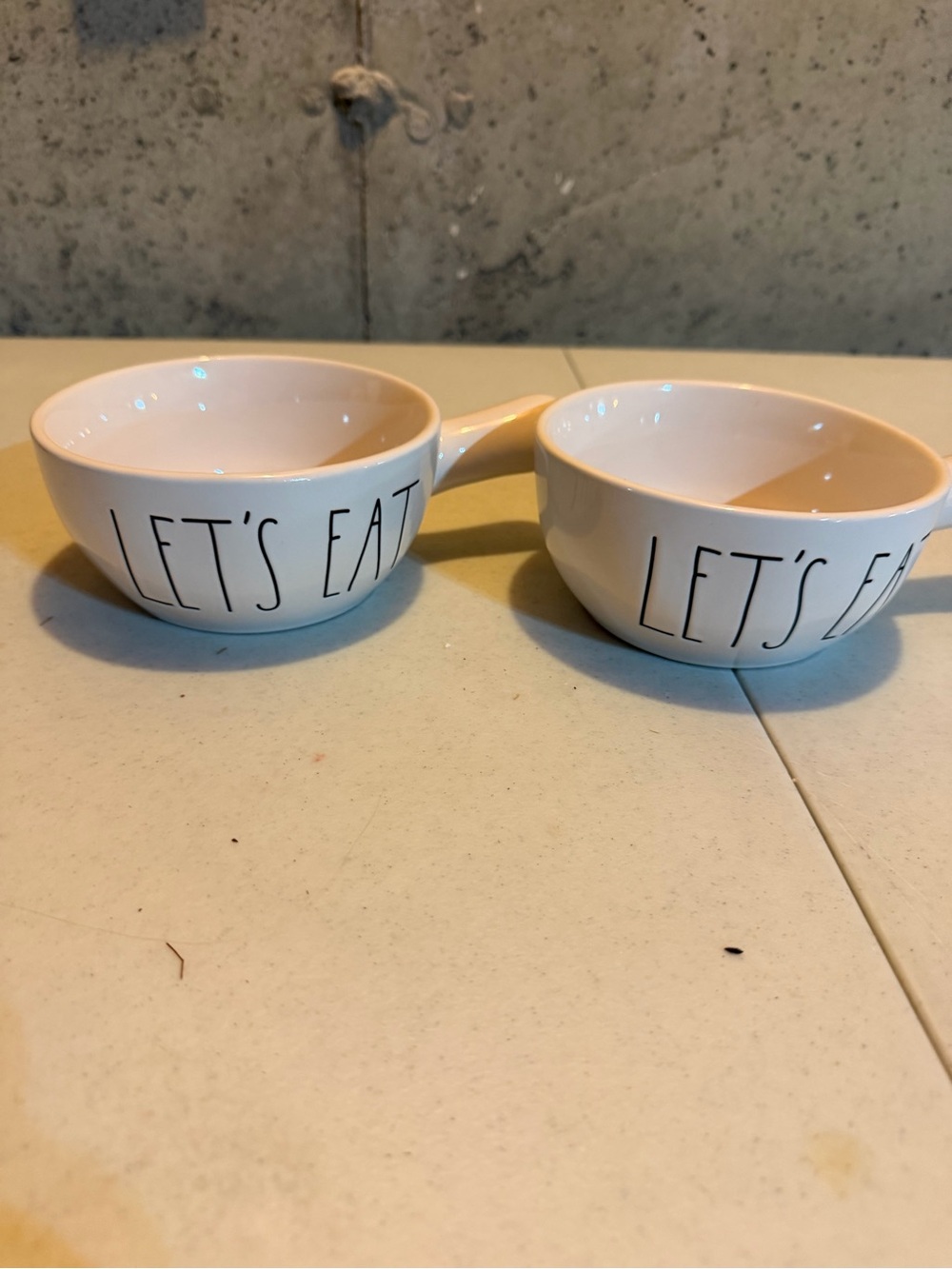 Rae Dunn LET'S EAT White Ceramic Bowls - Pair